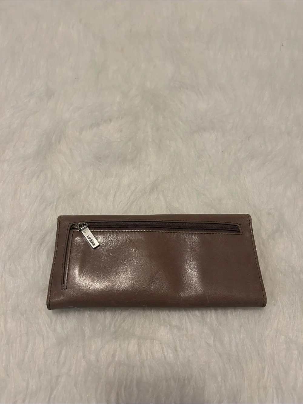 HOBO Brown Leather Zip Wallet with Exterior Pocket